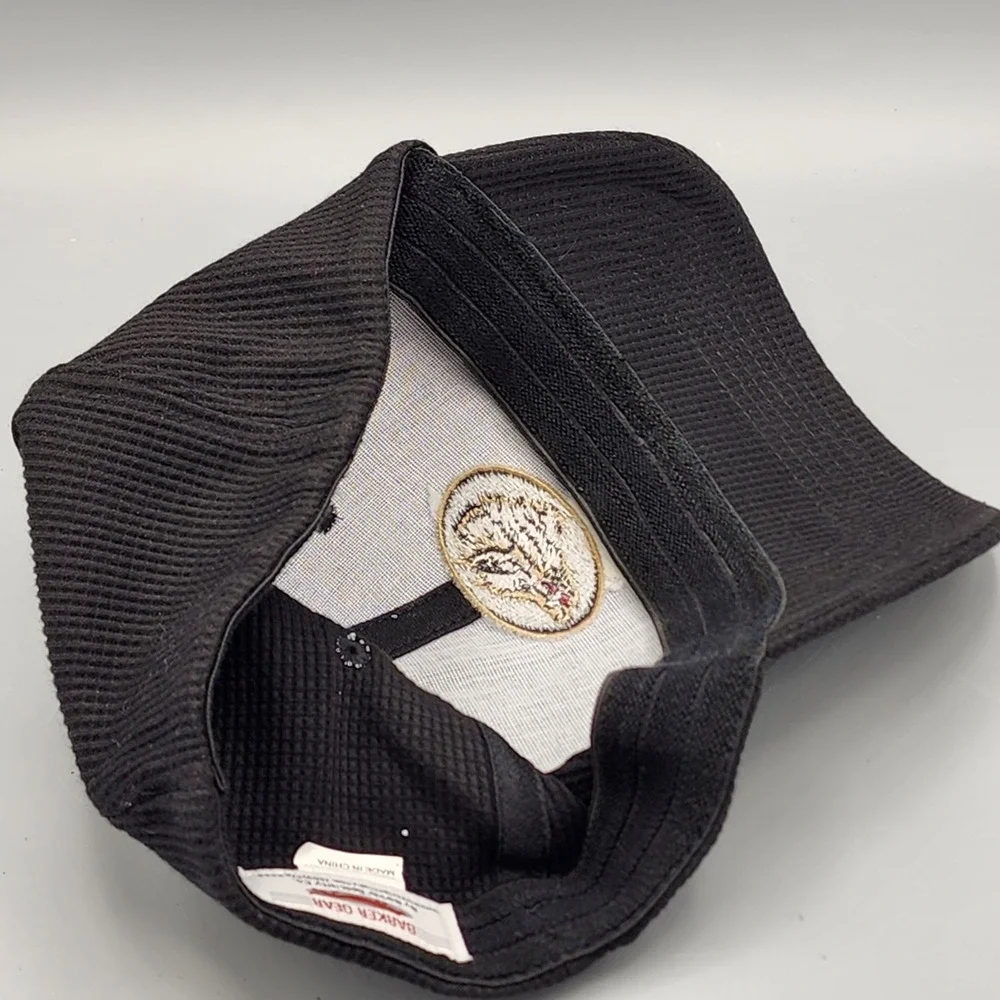 Barker Gear Baseball Cap Mens S/M Black Boars Head Embroidered Ribbed Hat